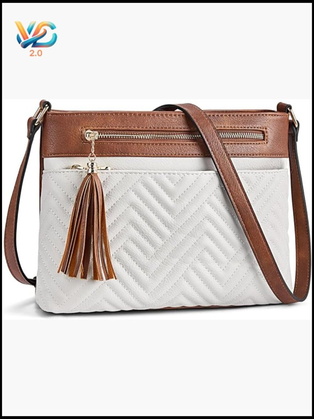 Quilted Crossbody Bag with Tassel Vegan Leather Medium Shoulder Purse Zipper